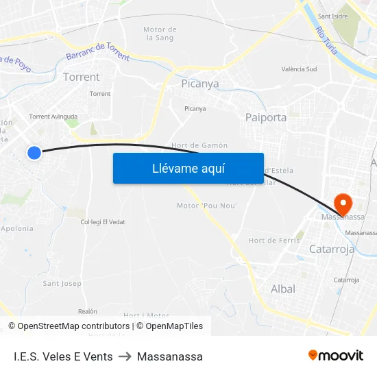 Camí De Les Canteres - Ies Veles E Vents to Massanassa map