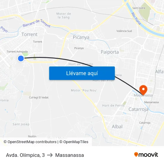Olímpica to Massanassa map