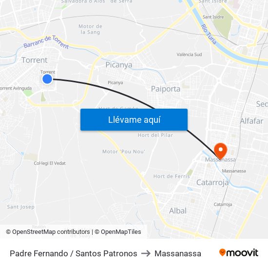 Padre Fernando / Santos Patronos to Massanassa map