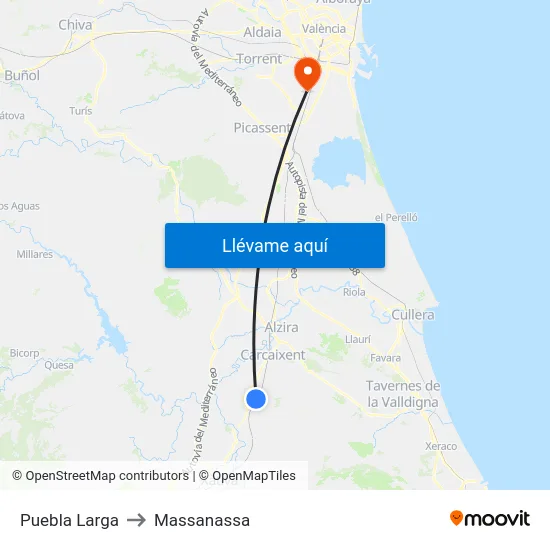 Puebla Larga to Massanassa map