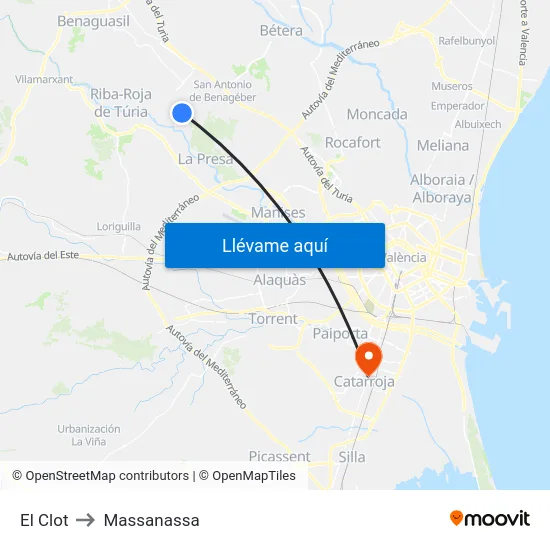 El Clot to Massanassa map