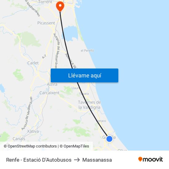 Renfe - Estació D'Autobusos to Massanassa map