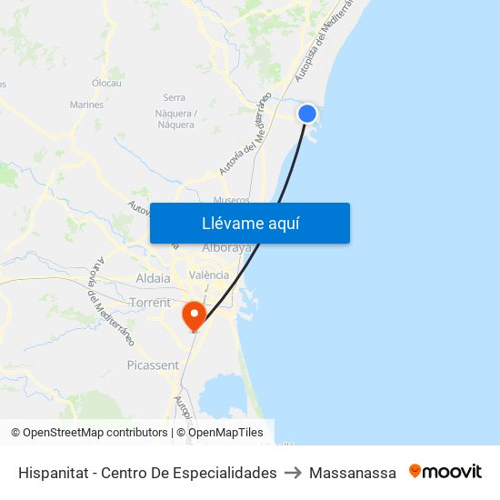 Hispanitat - Centro De Especialidades to Massanassa map