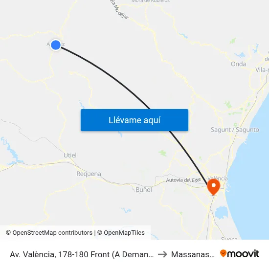 Av. València, 178-180 Front (A Demanda) to Massanassa map