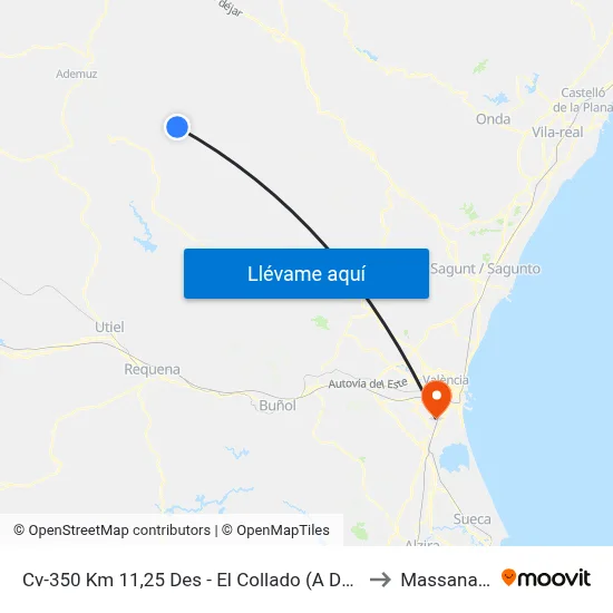 Cv-350 Km 11,25 Des - El Collado (A Demanda) to Massanassa map