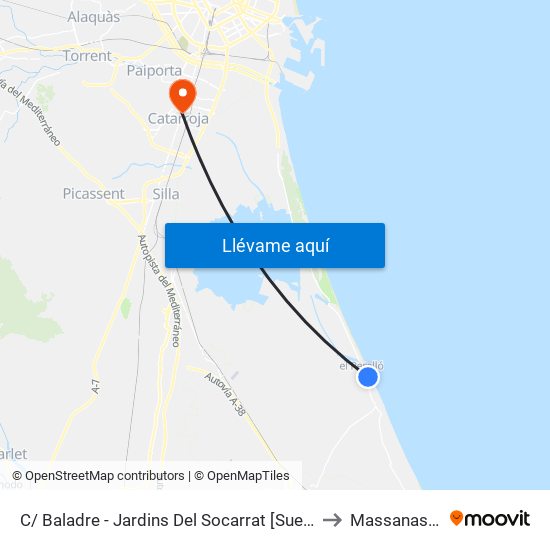 C/ Baladre - Jardins Del Socarrat [Sueca] to Massanassa map