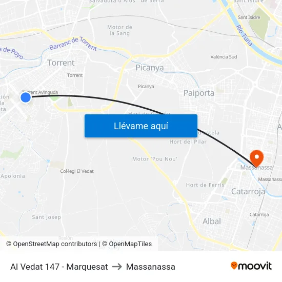 Torrent. Al Vedat 147 (Marquesat) to Massanassa map