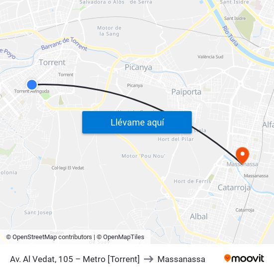 Av. Al Vedat, 105 – Metro [Torrent] to Massanassa map