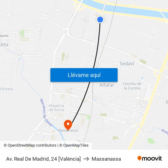 Av. Real De Madrid, 24 [València] to Massanassa map