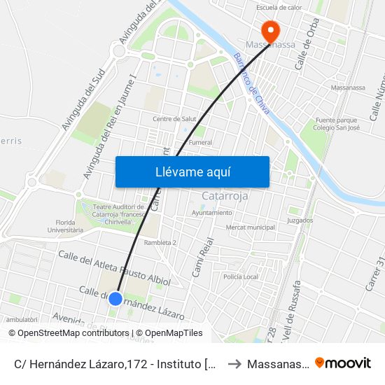 C/ Hernández Lázaro,172 - Instituto [Albal] to Massanassa map