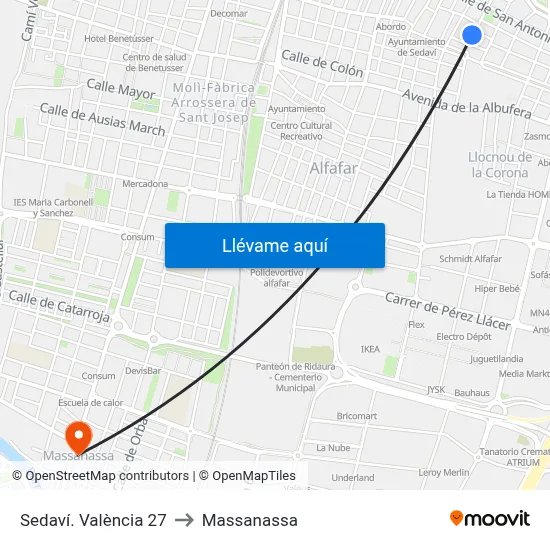 Sedaví. València 27 to Massanassa map