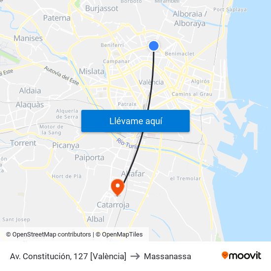 Av. Constitución, 127 [València] to Massanassa map