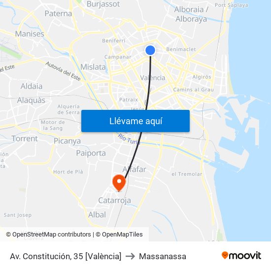 Av. Constitución, 35 [València] to Massanassa map