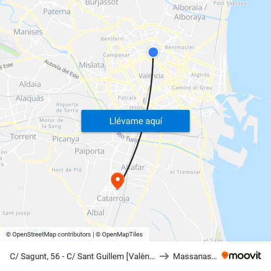 C/ Sagunt, 56 - C/ Sant Guillem [València] to Massanassa map
