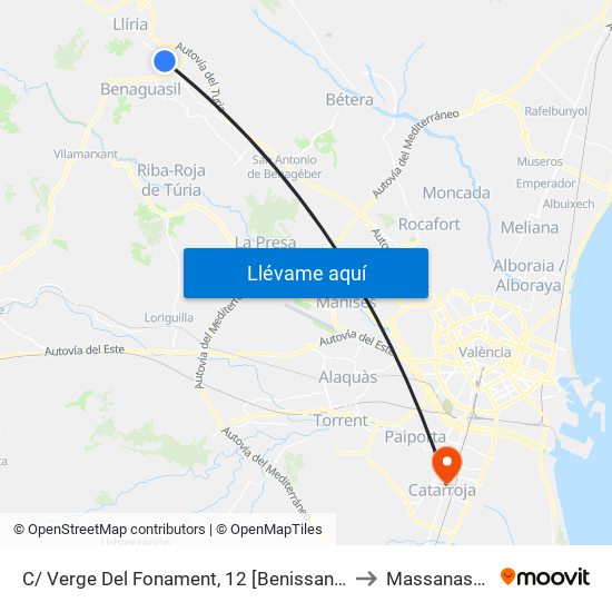 C/ Verge Del Fonament, 12 [Benissanó] to Massanassa map