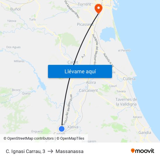 C. Ignasi Carrau, 3 to Massanassa map