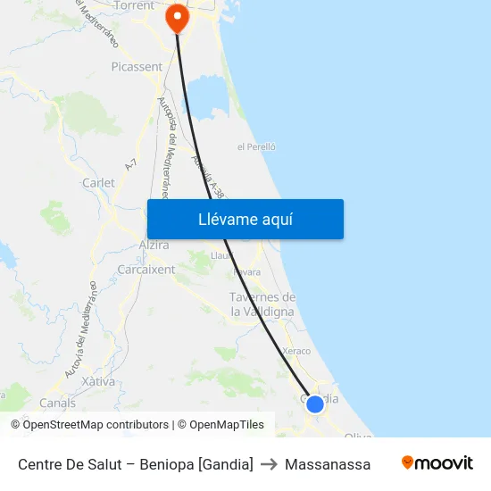 Centre De Salut – Beniopa [Gandia] to Massanassa map