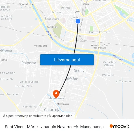 Sant Vicent Màrtir - Joaquín Navarro to Massanassa map