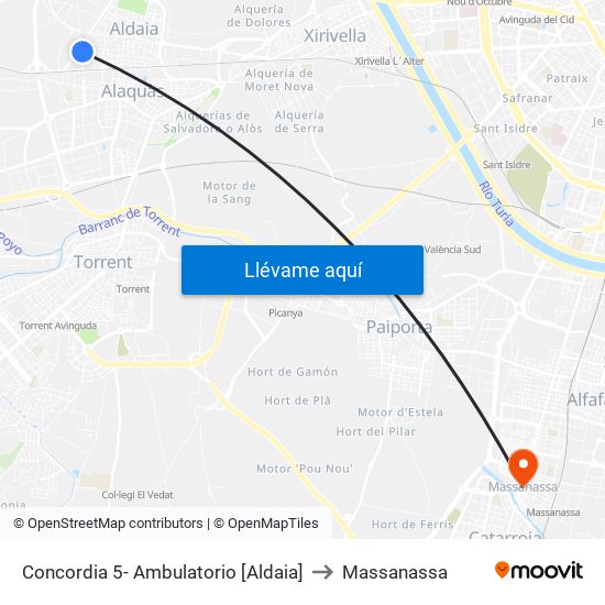 Concordia 5- Ambulatorio [Aldaia] to Massanassa map