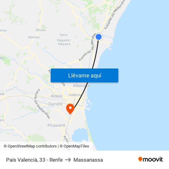 País Valencià, 33 - Renfe to Massanassa map