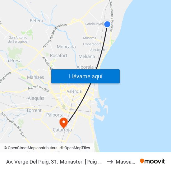 Av. Verge Del Puig, 31; Monasteri [Puig De Santa Maria, El] to Massanassa map