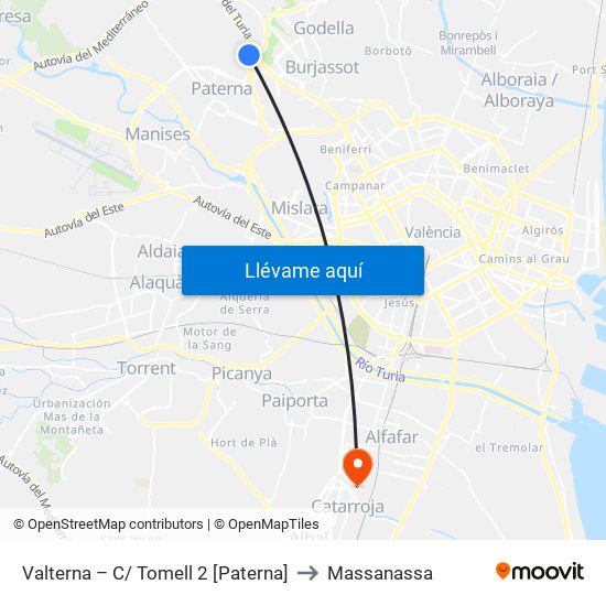 Valterna – C/ Tomell 2 [Paterna] to Massanassa map