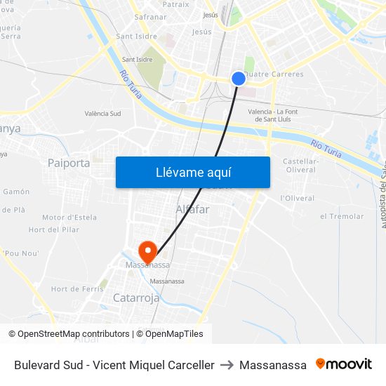 Bulevard Sud - Vicent Miquel Carceller to Massanassa map