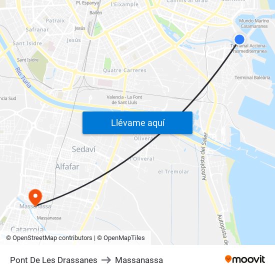 Pont De Les Drassanes to Massanassa map