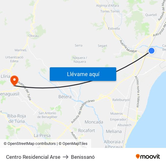 Centro Residencial Arse to Benissanó map