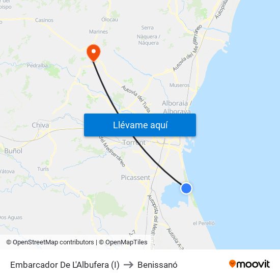 Embarcador De L'Albufera (I) to Benissanó map