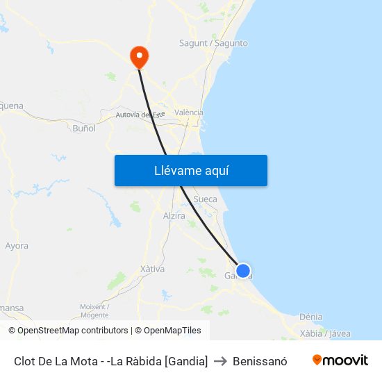 Clot De La Mota - -La Ràbida [Gandia] to Benissanó map