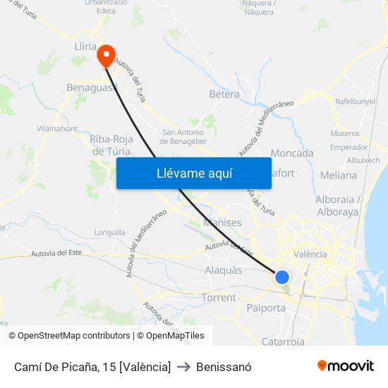 Camí De Picaña, 15 [València] to Benissanó map