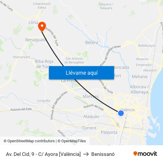 Av. Del Cid, 9 - C/ Ayora [València] to Benissanó map