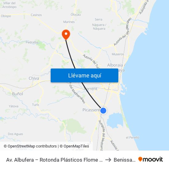 Av. Albufera – Rotonda Plásticos Flome [Silla] to Benissanó map