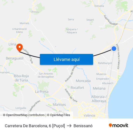 Carretera De Barcelona, 6 [Puçol] to Benissanó map