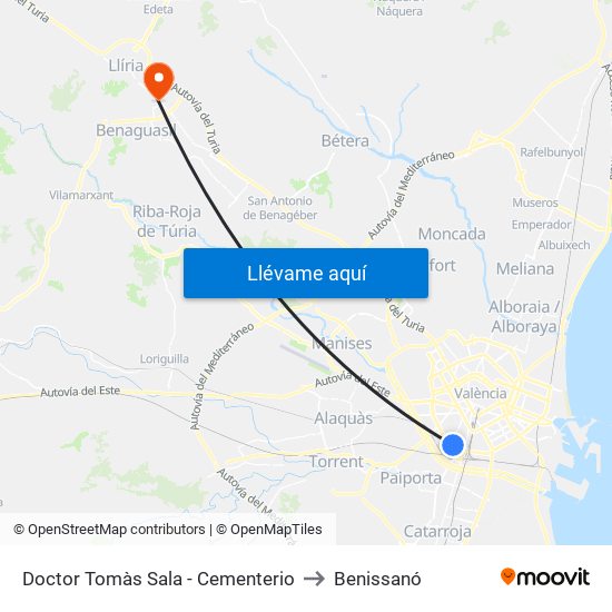 Doctor Tomàs Sala - Cementerio to Benissanó map
