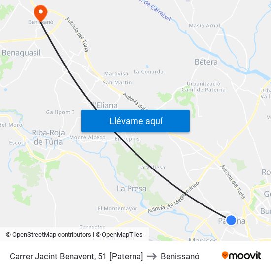 Carrer Jacint Benavent, 51 [Paterna] to Benissanó map