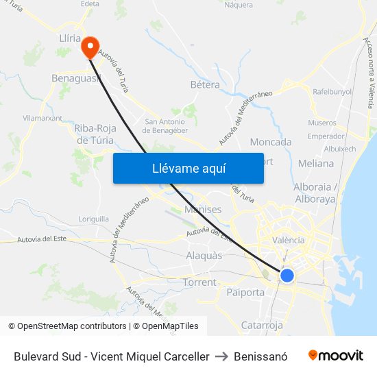 Bulevard Sud - Vicent Miquel Carceller to Benissanó map