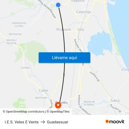 Camí De Les Canteres - Ies Veles E Vents to Guadassuar map