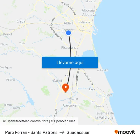 Pare Ferran - Sants Patrons to Guadassuar map