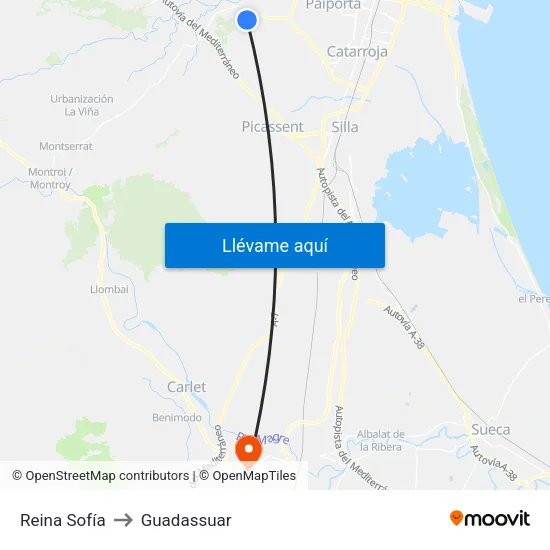 Reina Sofía to Guadassuar map