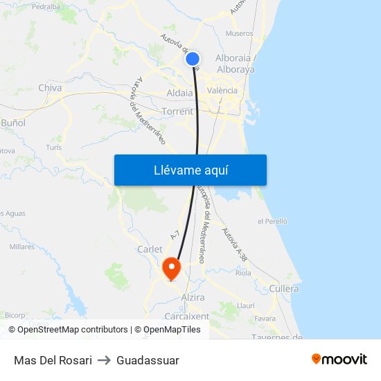 Mas Del Rosari to Guadassuar map