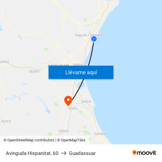 Avinguda Hispanitat, 60 to Guadassuar map