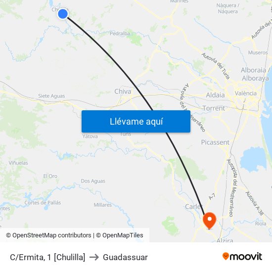 C/Ermita, 1 [Chulilla] to Guadassuar map