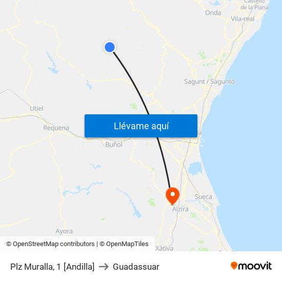Plz Muralla, 1 [Andilla] to Guadassuar map
