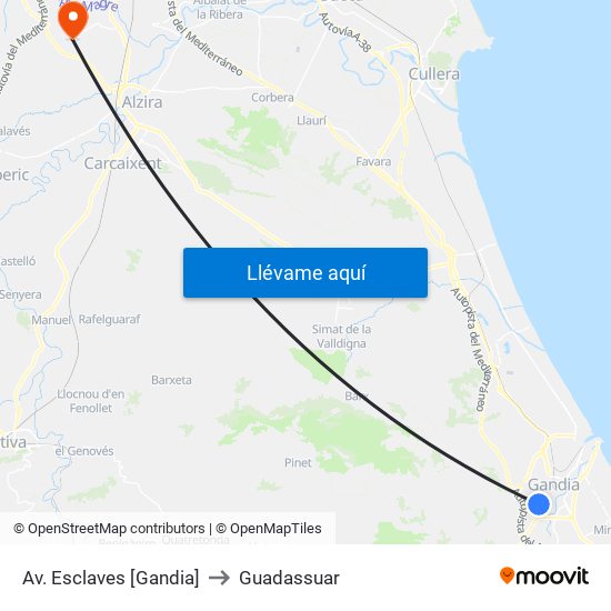Av. Esclaves [Gandia] to Guadassuar map