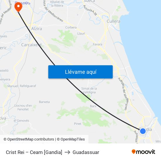 Crist Rei – Ceam [Gandia] to Guadassuar map