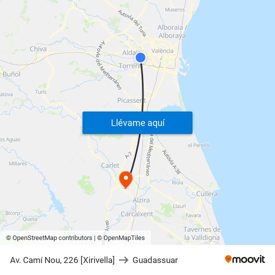 Av. Camí Nou, 226 [Xirivella] to Guadassuar map
