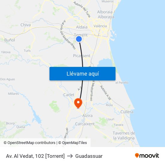 Av. Al Vedat, 102 [Torrent] to Guadassuar map