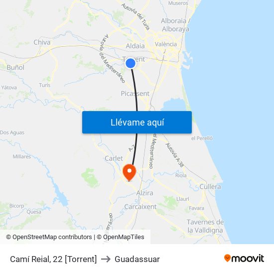 Camí Reial, 22  [Torrent] to Guadassuar map